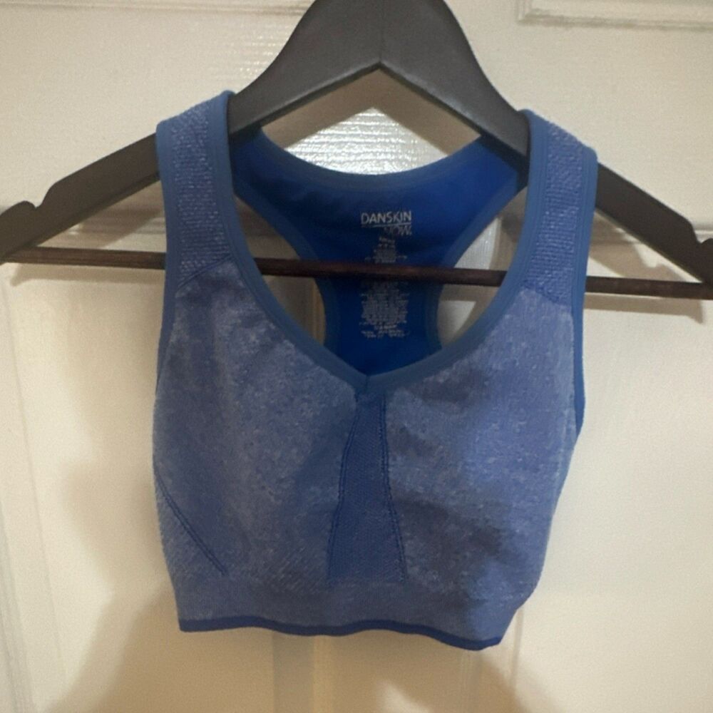 Danskin Now Racerback Sports Bra Blue Wireless Breathable Pullover Size M